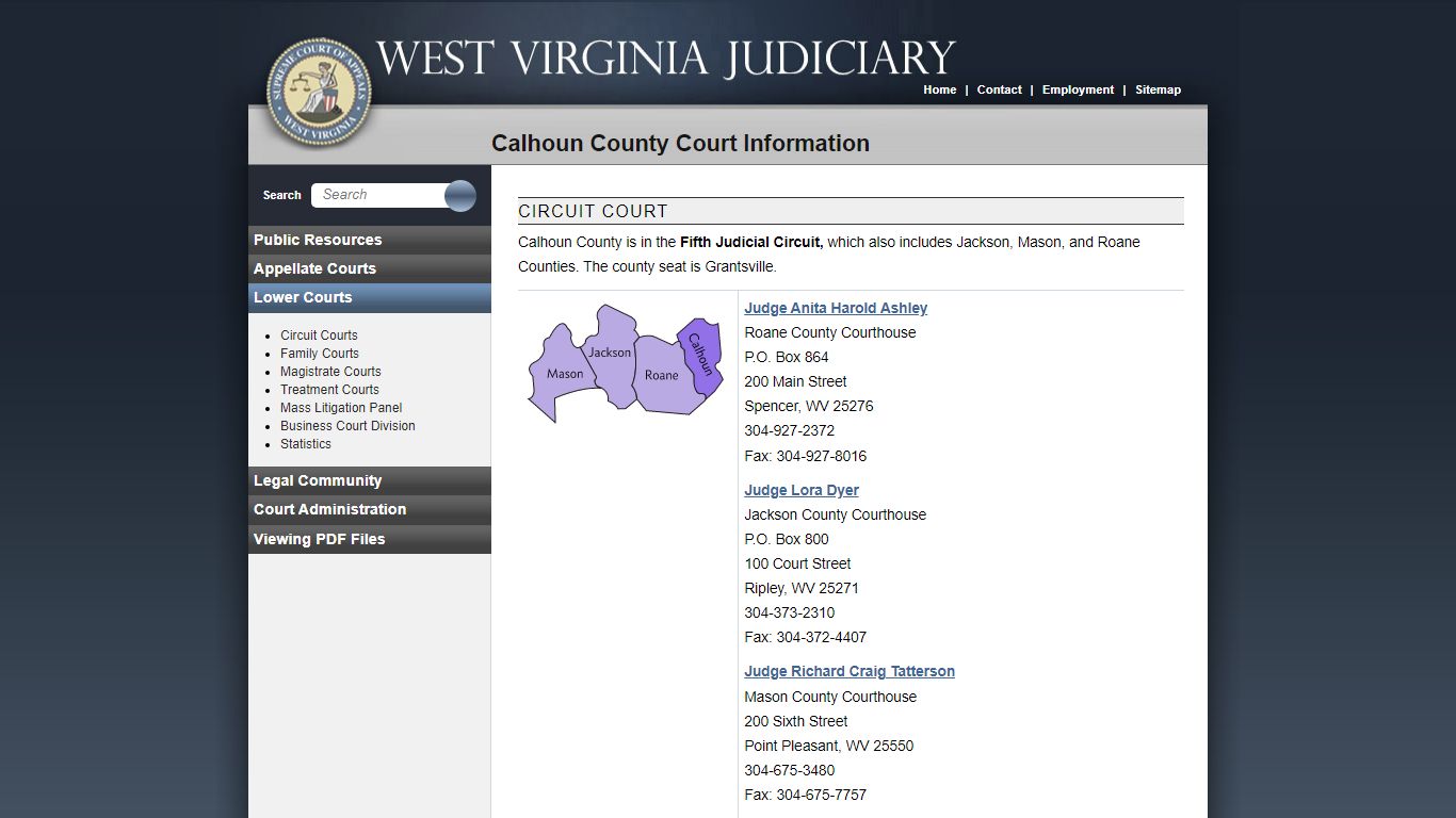 Calhoun County Court Information - West Virginia Judiciary - courtswv.gov